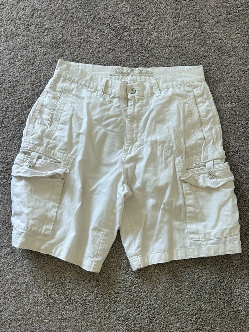 Paradise Collection Men's 34 White Linen Cotton Cargo Shorts